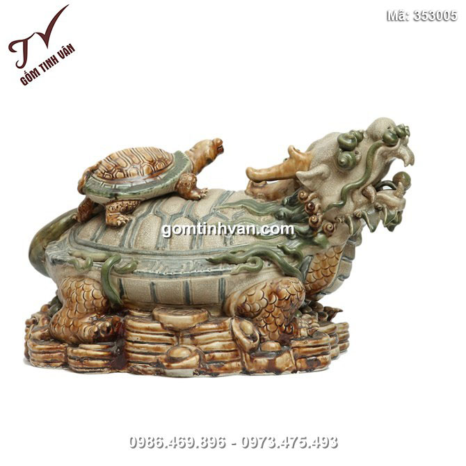  Tượng Long Quy - Men rạn - Cao 35cm - 353005