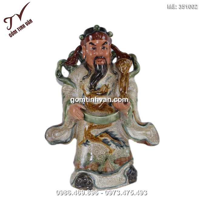 Tượng Phúc Lộc Thọ - men rạn cổ - cao 32 cm - hàng kỹ - 351002
