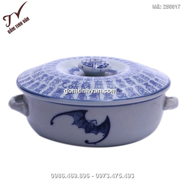 Âu đựng cơm bách phúc - men xanh lam - cao 6 cm - đường kính 16 cm - 250017