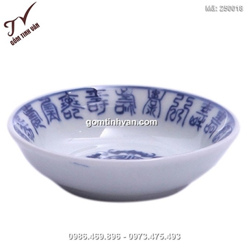 Đĩa đựng gia vị bách phúc - men xanh lam cao 2 cm - đường kính 9 cm - 250018