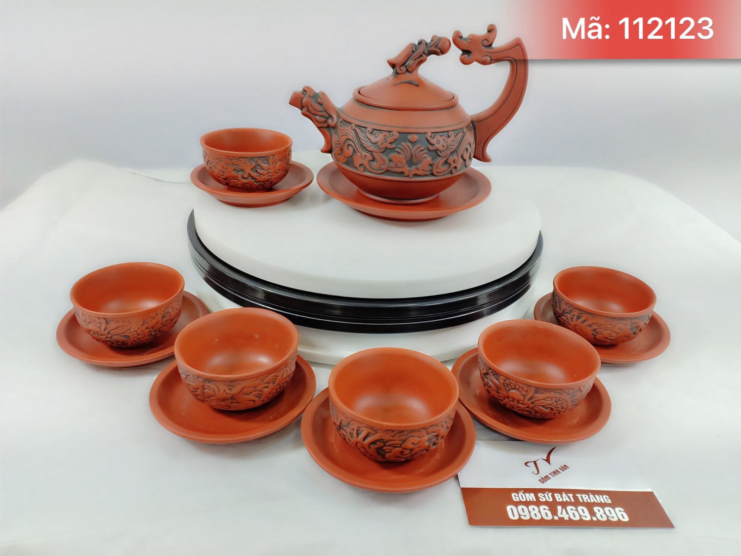 Ấm chén gốm tử sa rồng nổi-Mã 112123-Gốm Tinh Vân