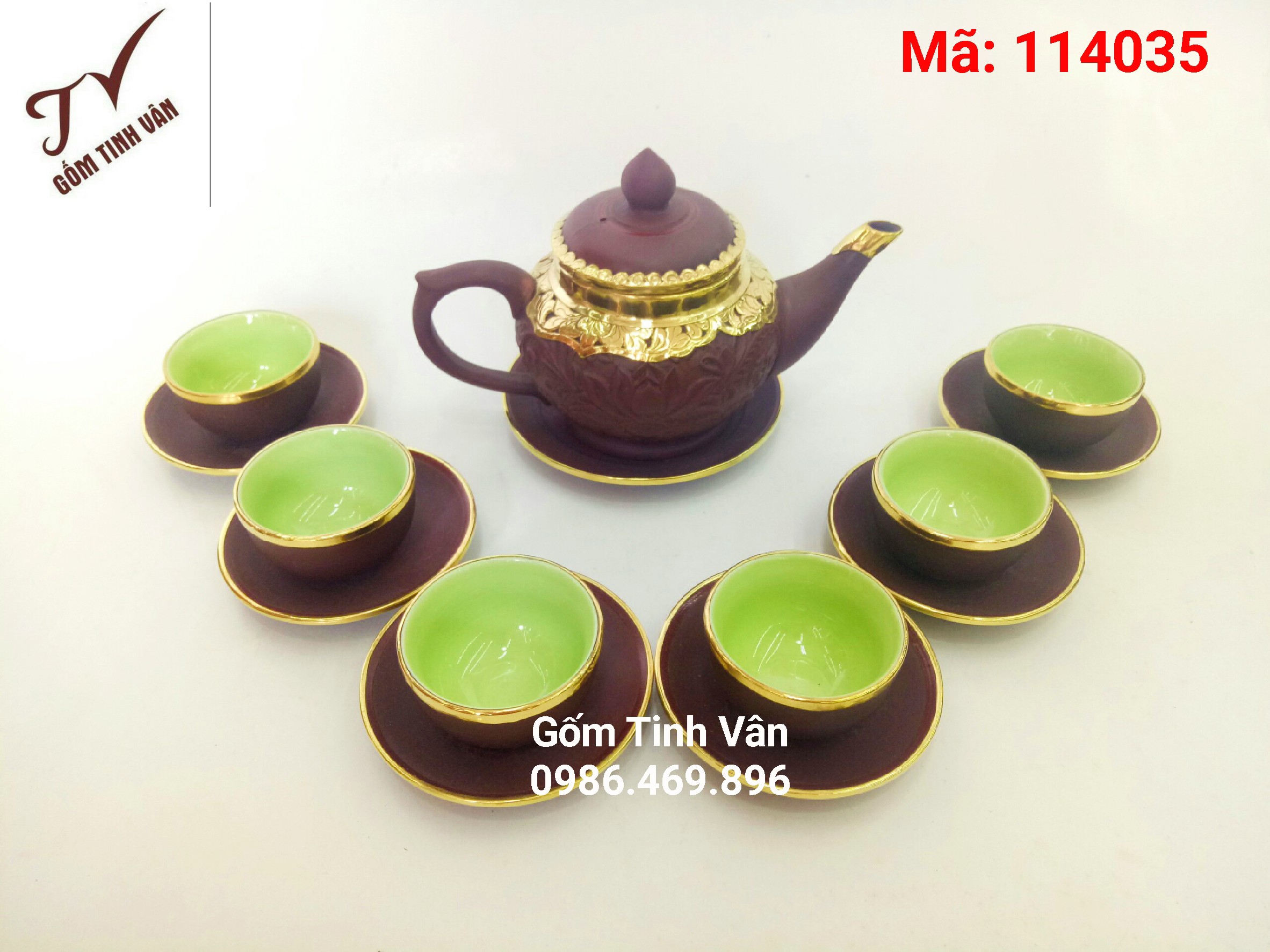 am chen gom tu sa boc dong, men xanh ngoc, ma 114035 dung tich 400ml, gom su bat trang tinh van