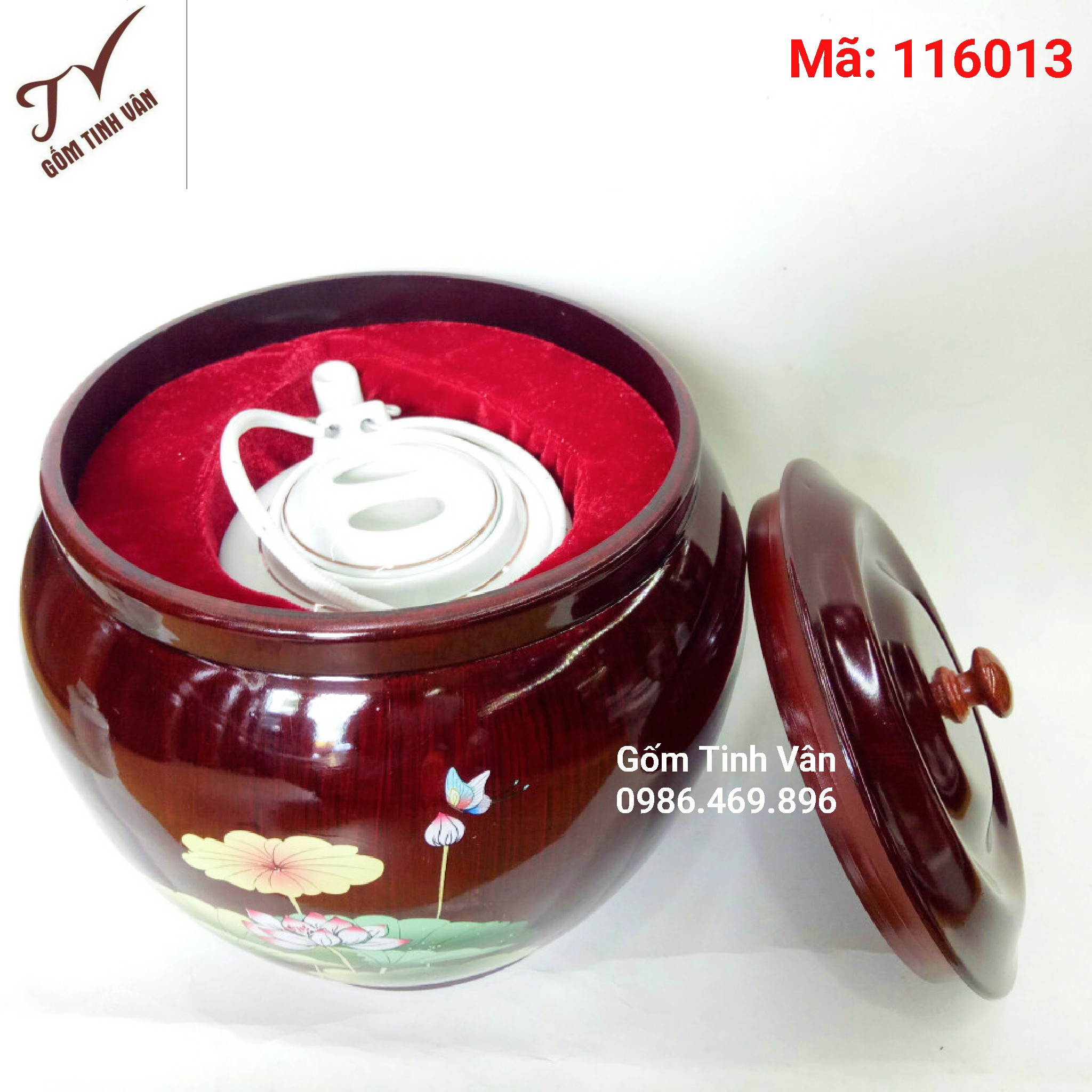 gio u am tich son mai ve la phong do, dung tich 1.5l, ma 116014, gom su bat trang tinh van