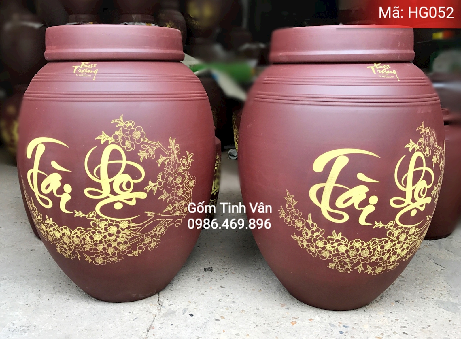 hu gao tai loc 8 kg, gom tu sa cao cap, ma hg052, gom su bat trang, tinh van, cao 35 cm, ngang 18 cm