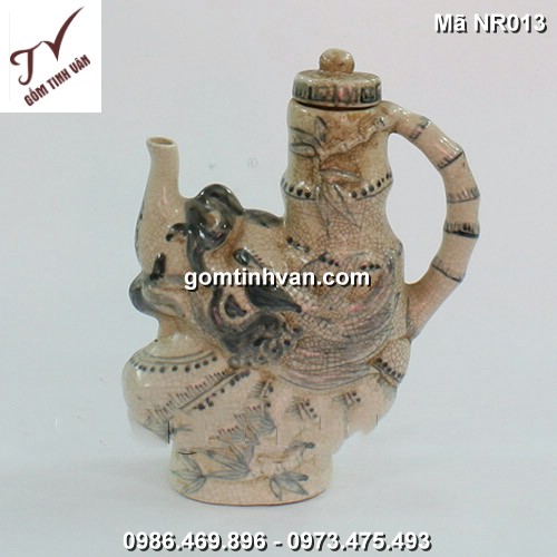 Nậm men rạn giả cổ cách điệu rồng và tre-NR013