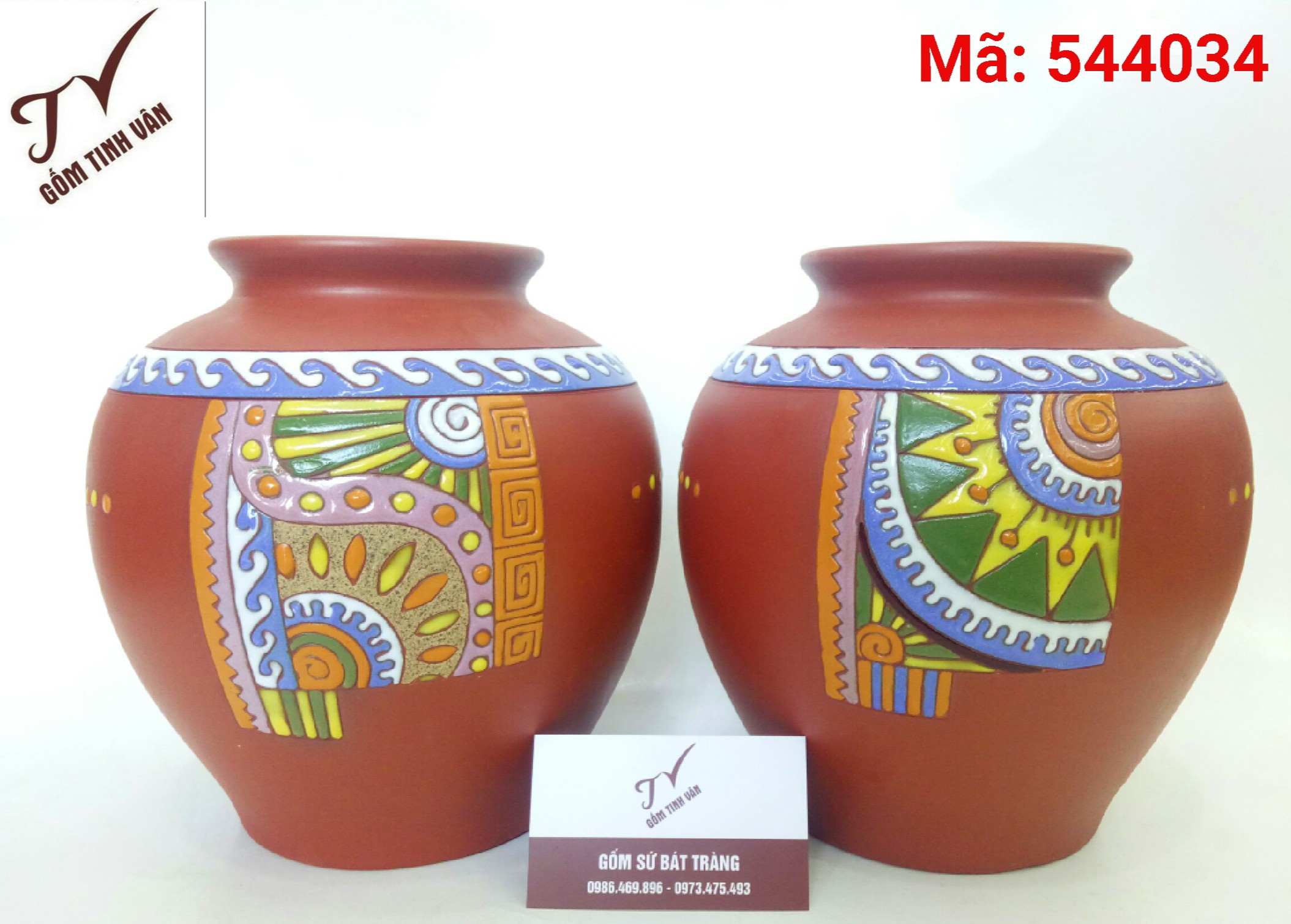 binh gom cam hoa nghe thuat, ma 544034, cao 22 cm, gom su bat trang tinh van