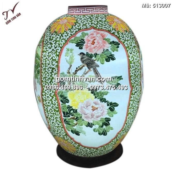 Đèn sứ thấu quang vẽ tứ cảnh- 513007