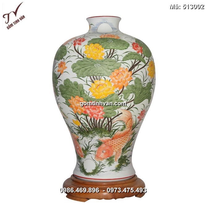 Đèn xứ thấu quang vẽ lý ngư vọng nguyệt - 513002