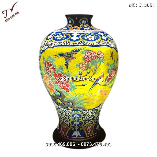 Đèn sứ thấu quang vẽ chim trĩ hoa phù dung -513001