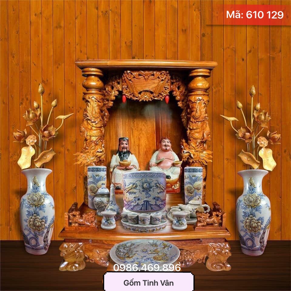 bo do tho cung ban tho than tai tho dia day du, gom su bat trang cao cap, men ran co dap noii, ma 610129, gom tinh van