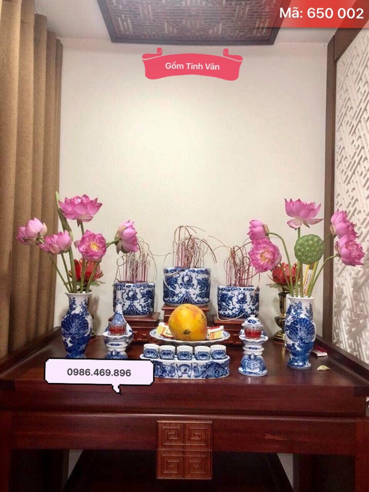 bo do tho day du, gom su bat trang rong dap noi men xanh lam, ma 650002, gom tinh van cao cap