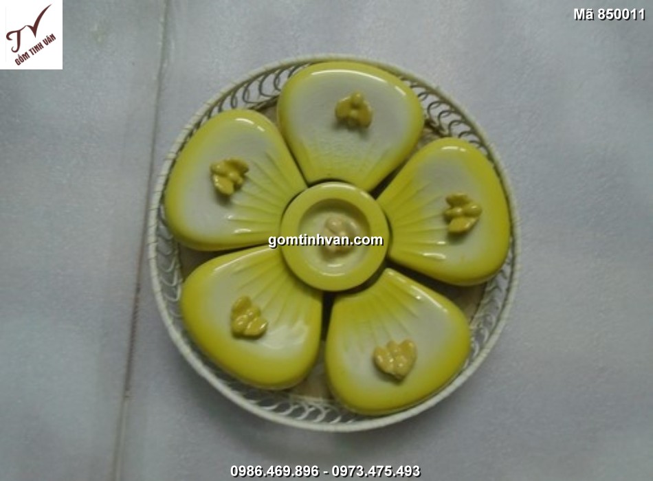 Khay mứt tết hình hoa vàng 6 lá - 850011