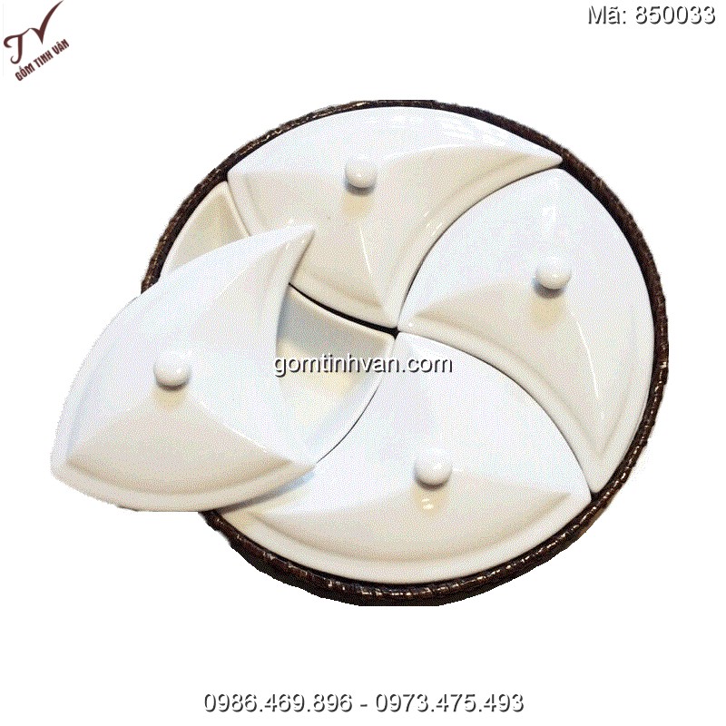 Hộp đựng mứt tết gốm sứ bát tràng - 850033