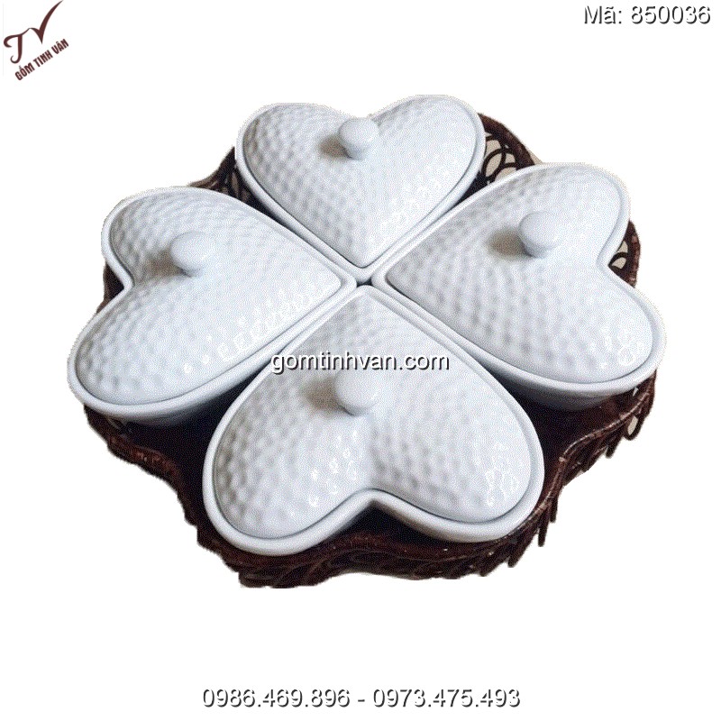 Hộp đựng mứt tết gốm sứ bát tràng - 850036