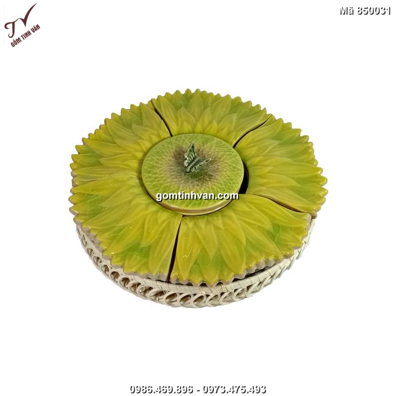 Khay đựng mứt tết gốm sứ bát tràng - 850031