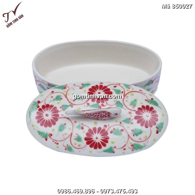 Hộp đựng mứt tết gốm sứ bát tràng - 850027