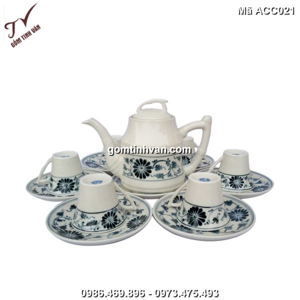 Bộ ấm chén vẽ cúc gốm sứ bát tràng - ACC021