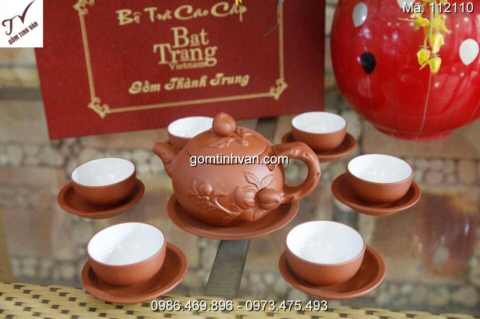 Ấm chén tử sa gốm sứ bát tràng - 112110