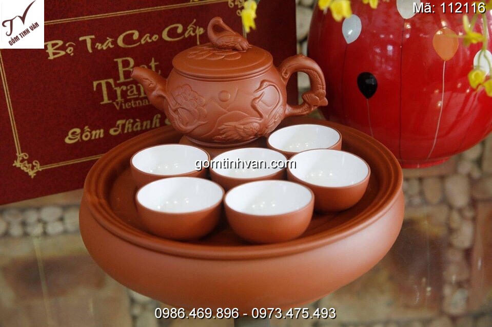 Ấm chén tử sa gốm sứ bát tràng - 112116