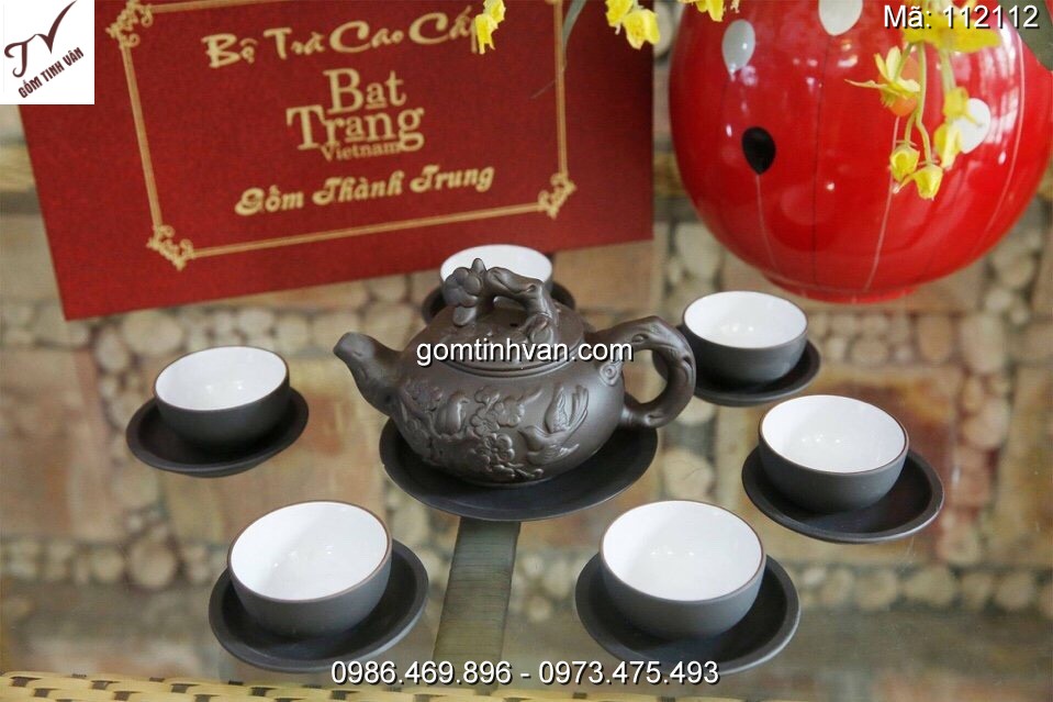 Ấm chén tử sa gốm sứ bát tràng - 112112