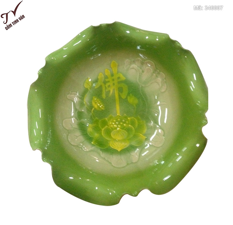 Bát nước phong thủy hình lá sen xanh - 340007