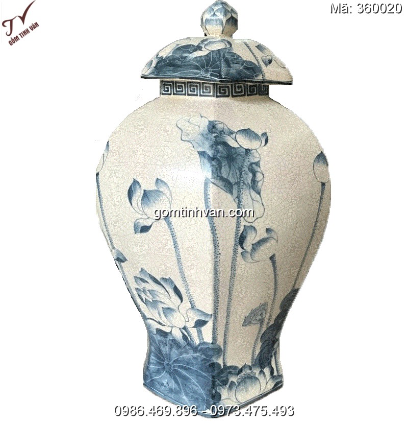 Bình phong thủy men rạn cổ gốm sứ bát tràng - 360020