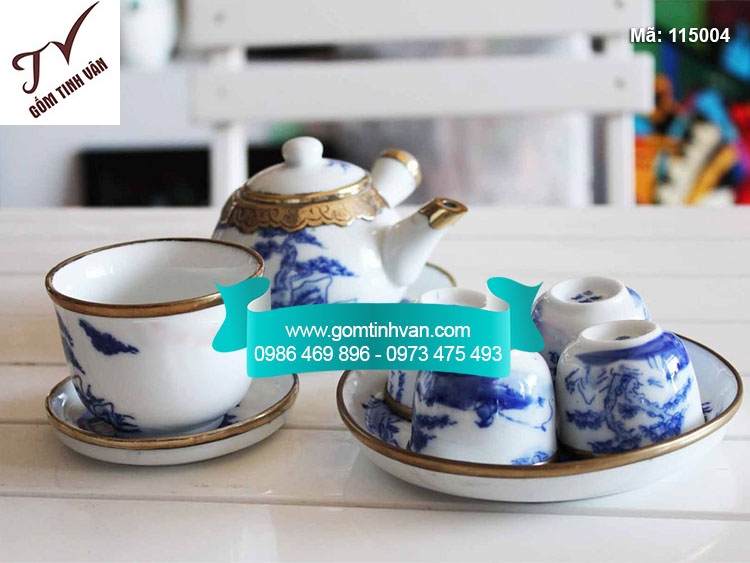 Bộ ấm chén bọc đồng - 115004