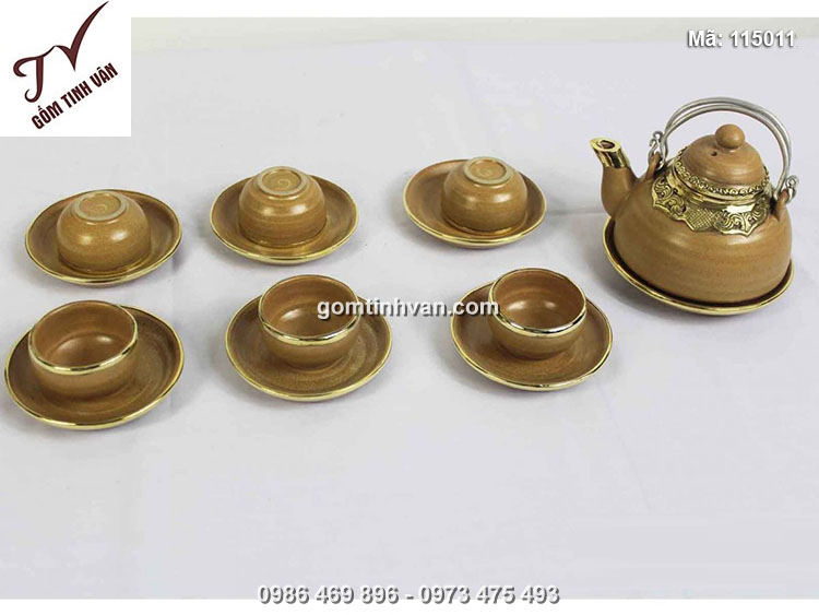 Bộ ấm chén bọc đồng - 115011