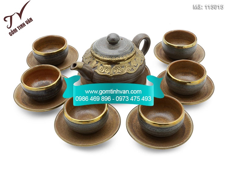 Bộ ấm chén bọc đồng - 115015