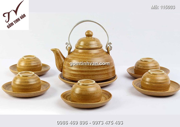 Bộ ấm chén chóp quai đồng - 115003