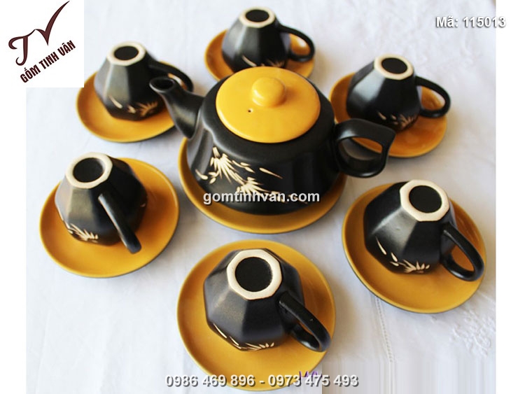 Bộ ấm chén lục giác vàng - 115013