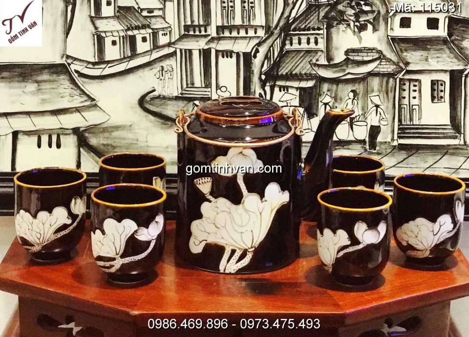 Ấm chén độc đáo gốm sứ bát tràng - 115031