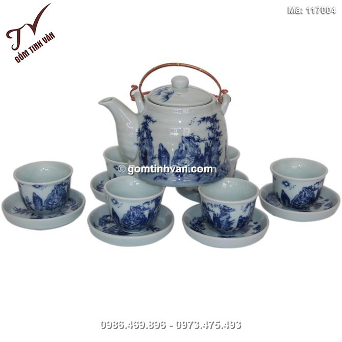 Bộ ấm chén vuốt - vẽ trúc lâm thất hiền - 117004