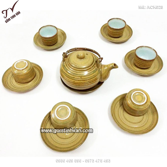 Bộ ấm chén quản hồng men hoàng bào - ACK028