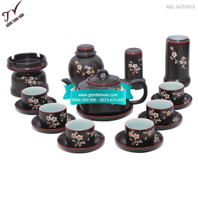 Bộ ấm chén mặt trời men ngà đủ phụ kiện - ACK013