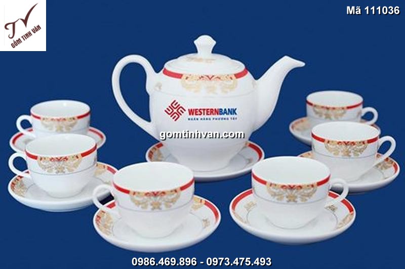 Ấm chén trắng hoa văn gốm sứ bát tràng - 111036