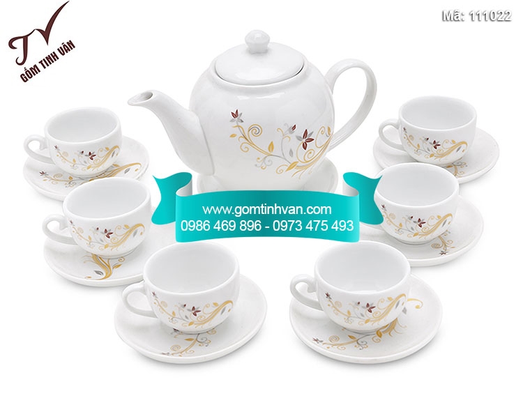 Ấm chén men trắng - 111022