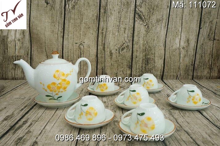 Ấm chén hoa văn gốm sứ bát tràng - 111072