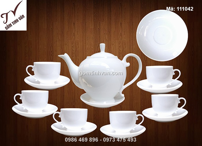 Bộ ấm chén trắng dáng bưởi - 111042