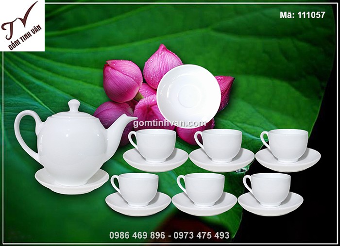 Bộ ấm chén trắng dáng bưởi - 111057