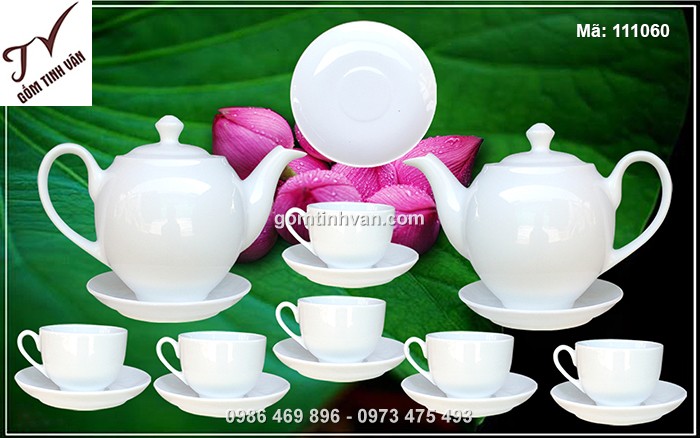 Bộ ấm chén trắng dáng bưởi - 111060