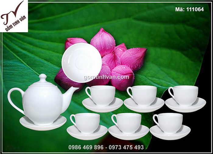 Bộ ấm chén trắng dáng bưởi - 111064