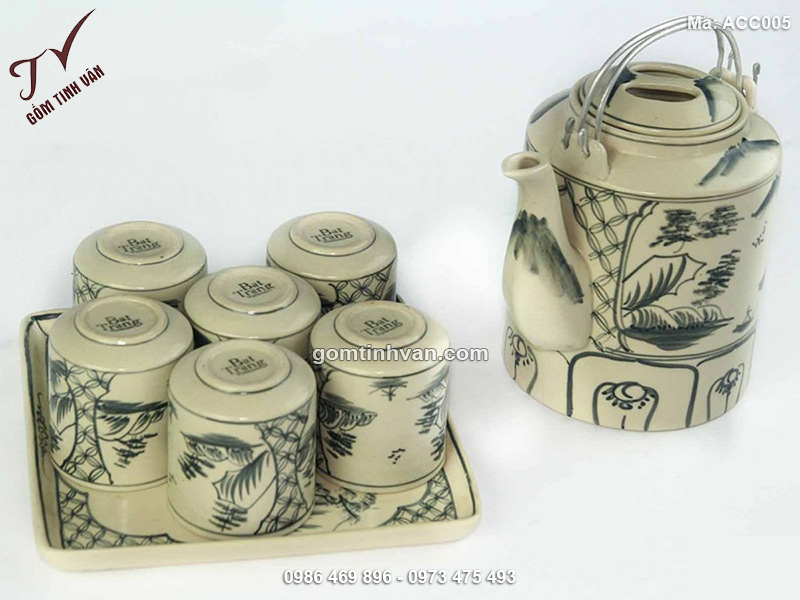 Bộ ấm chén vẽ cảnh sơn thủy - ACC005
