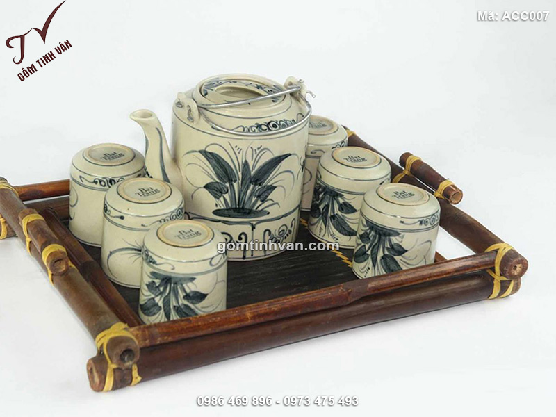 Bộ ấm chén cốc đại vẽ chuồn chuồn - ACC007
