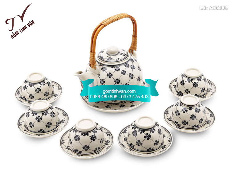 Bộ ấm chén vẽ hoa - ACC008