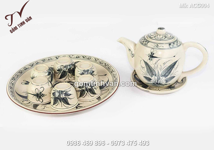 Bộ ấm chén vẽ chuồn chuồn - ACC004