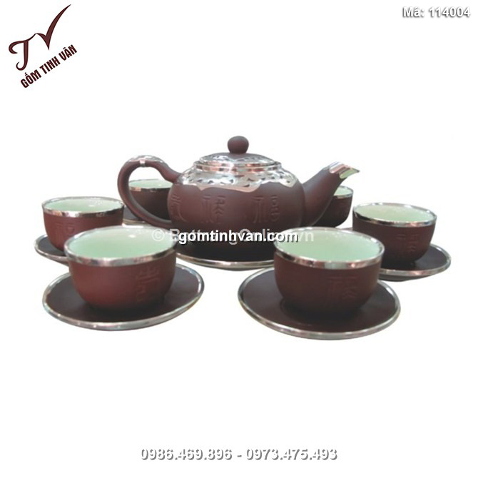 Bộ ấm pha trà Phúc Lộc Thọ - bọc đồng 0.4L - 114004