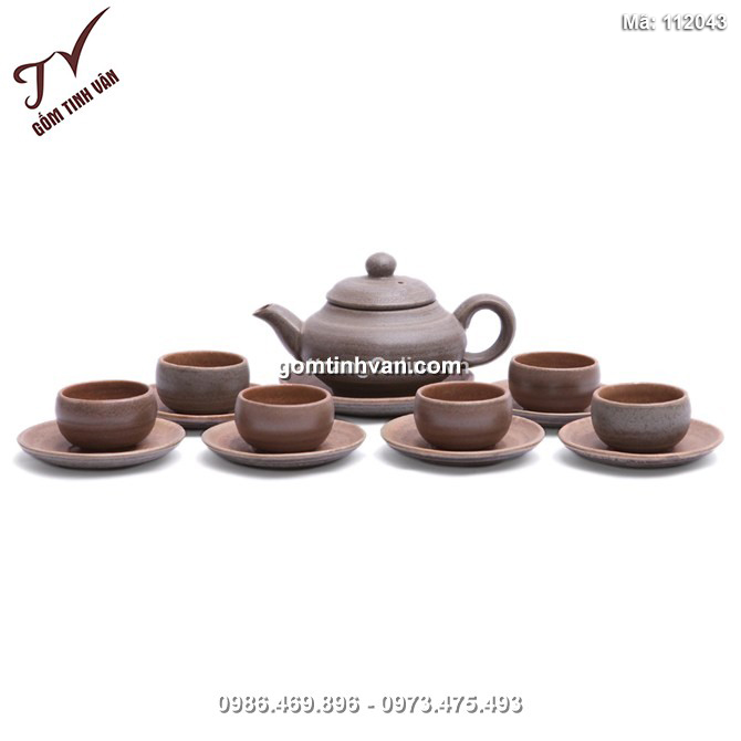 Bộ ấm chén pha trà dáng Nhật, màu rêu - 112043