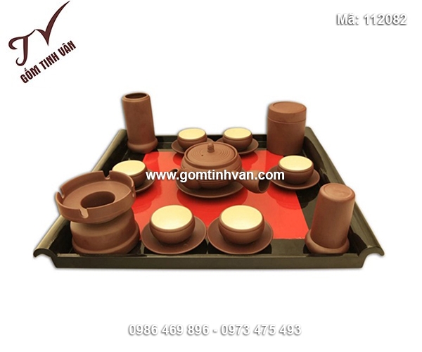 Bộ ấm chén gốm tử sa đầy đủ phụ kiện - 112082