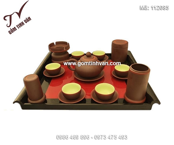 Bộ ấm chén gốm tử sa đầy đủ phụ kiện - 112085